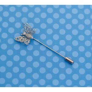 Vintage Art Nouveau Butterfly Silver Tone Stickpin - M9